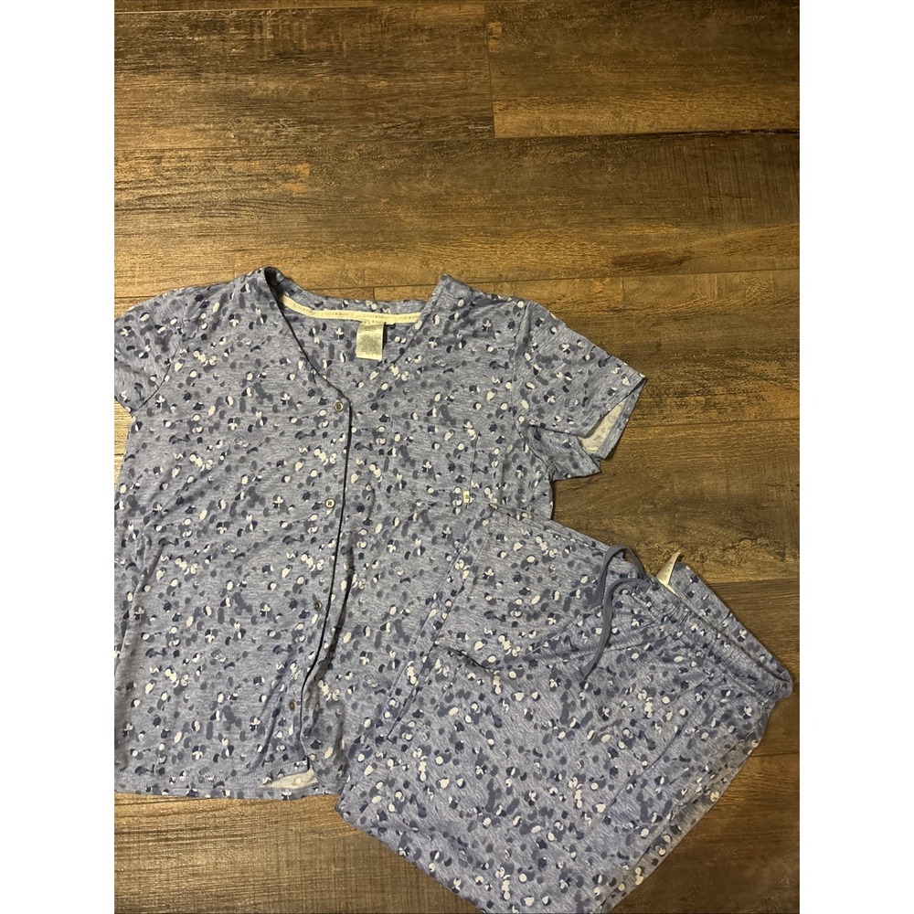 Lucky Brand Pajama Set Pj's Women's Small 2 Piece Blue Short Sleeve Comfy Lounge